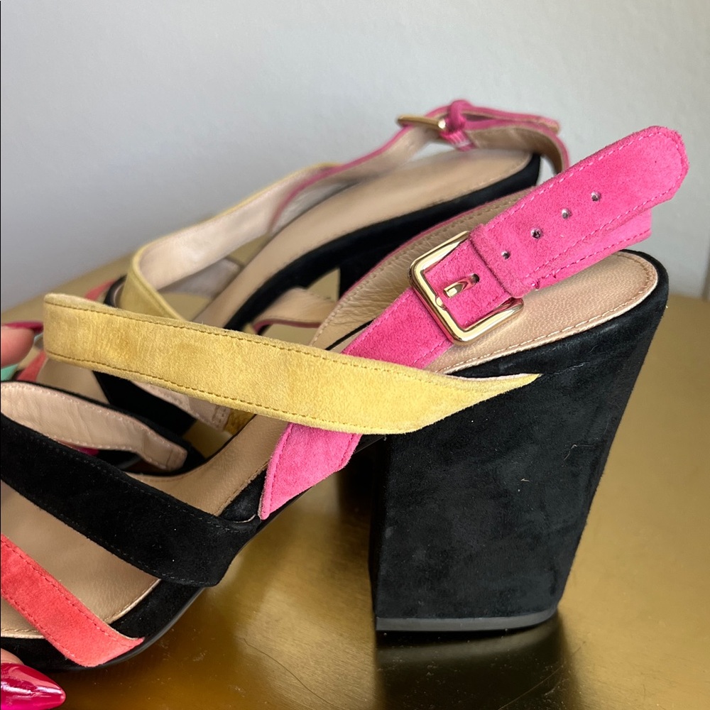 Botkier Suede Multicolor Colorful Strappy Heels - Picture 6 of 9